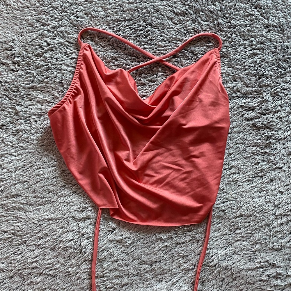 urban outfitters pink cowl neck top